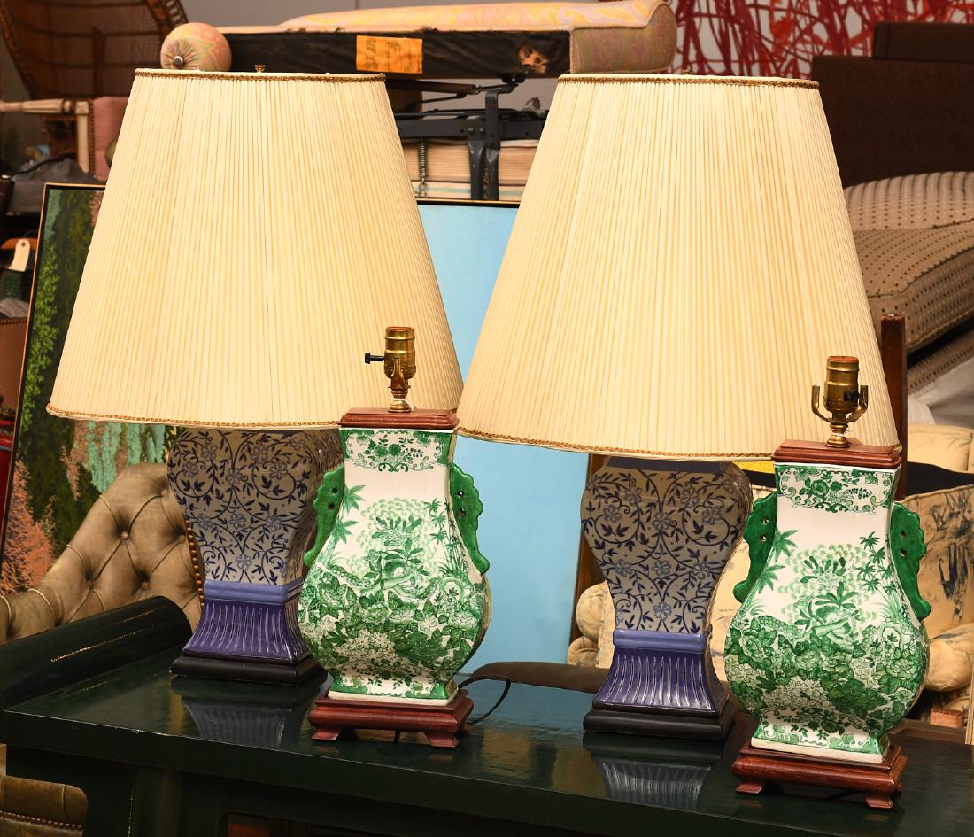 (2) pairs Chinese style porcelain table lamps (1 of 8)