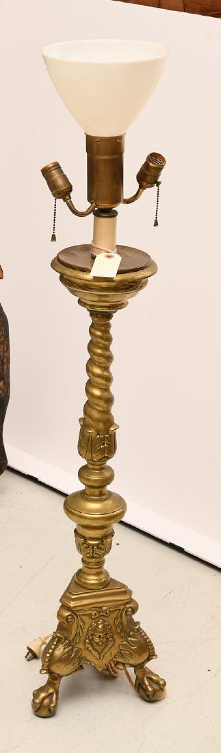 Large Italian Baroque brass altar stick lamp (1 of 5)