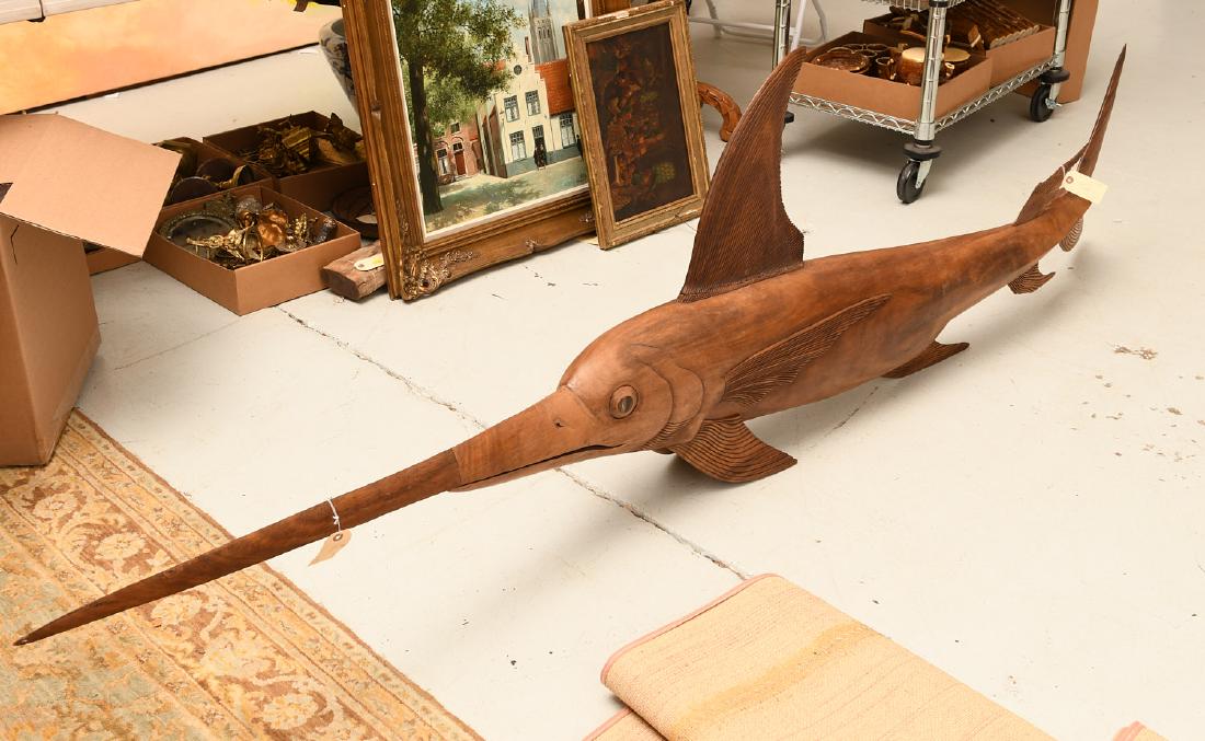 Life size carved hardwood swordfish model (1 of 10)