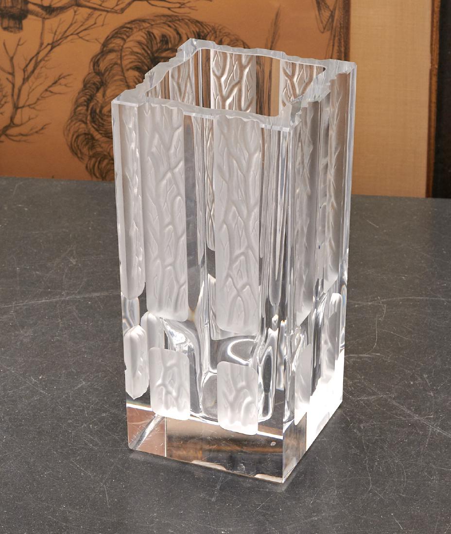 Lalique style glass vase with frosted panels (1 of 5)