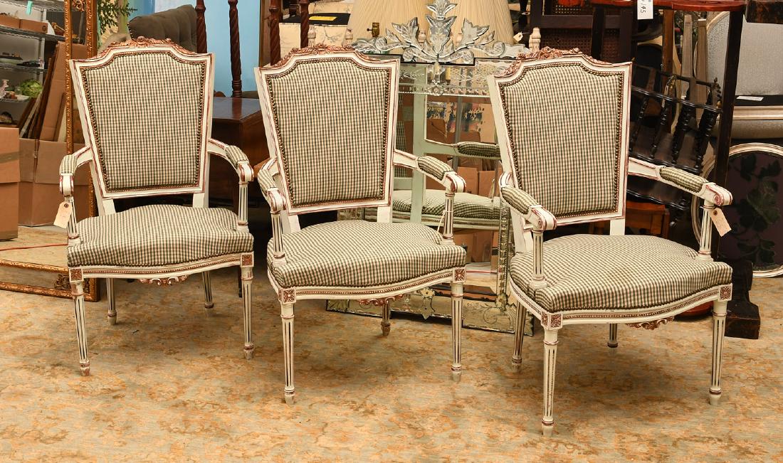 Set (3) Louis XV/XVI transitional arm chairs (1 of 5)