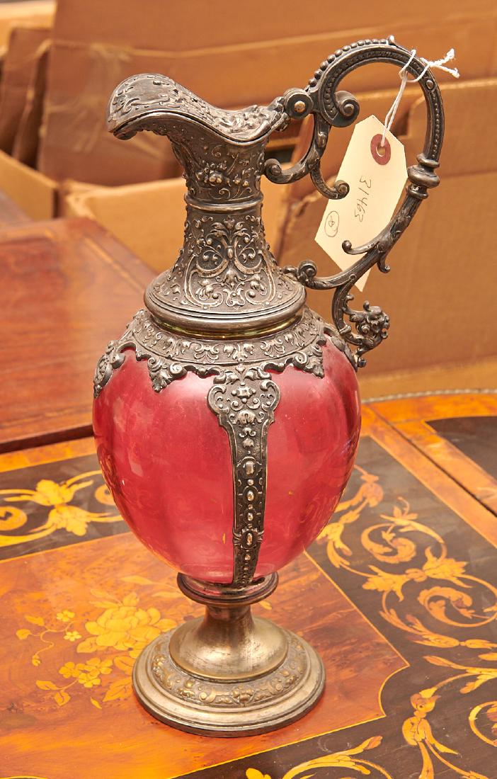 Victorian silver plate and glass ewer (1 of 5)