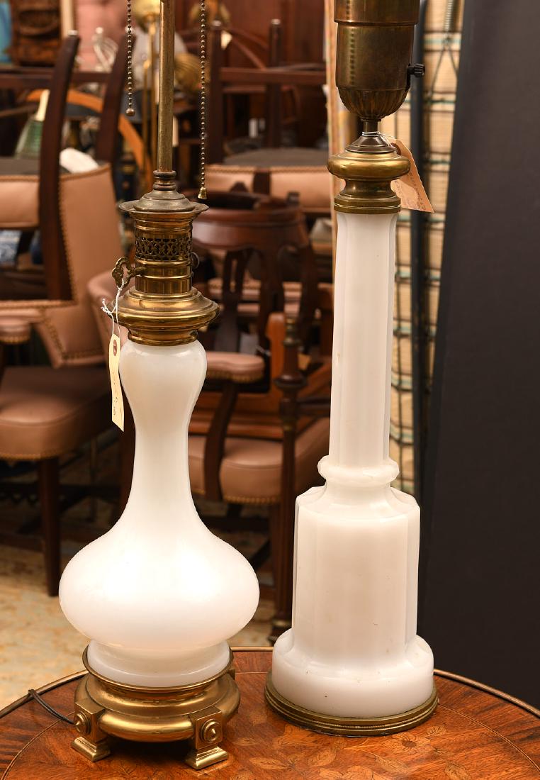 (2) white opaline glass table lamps (1 of 7)