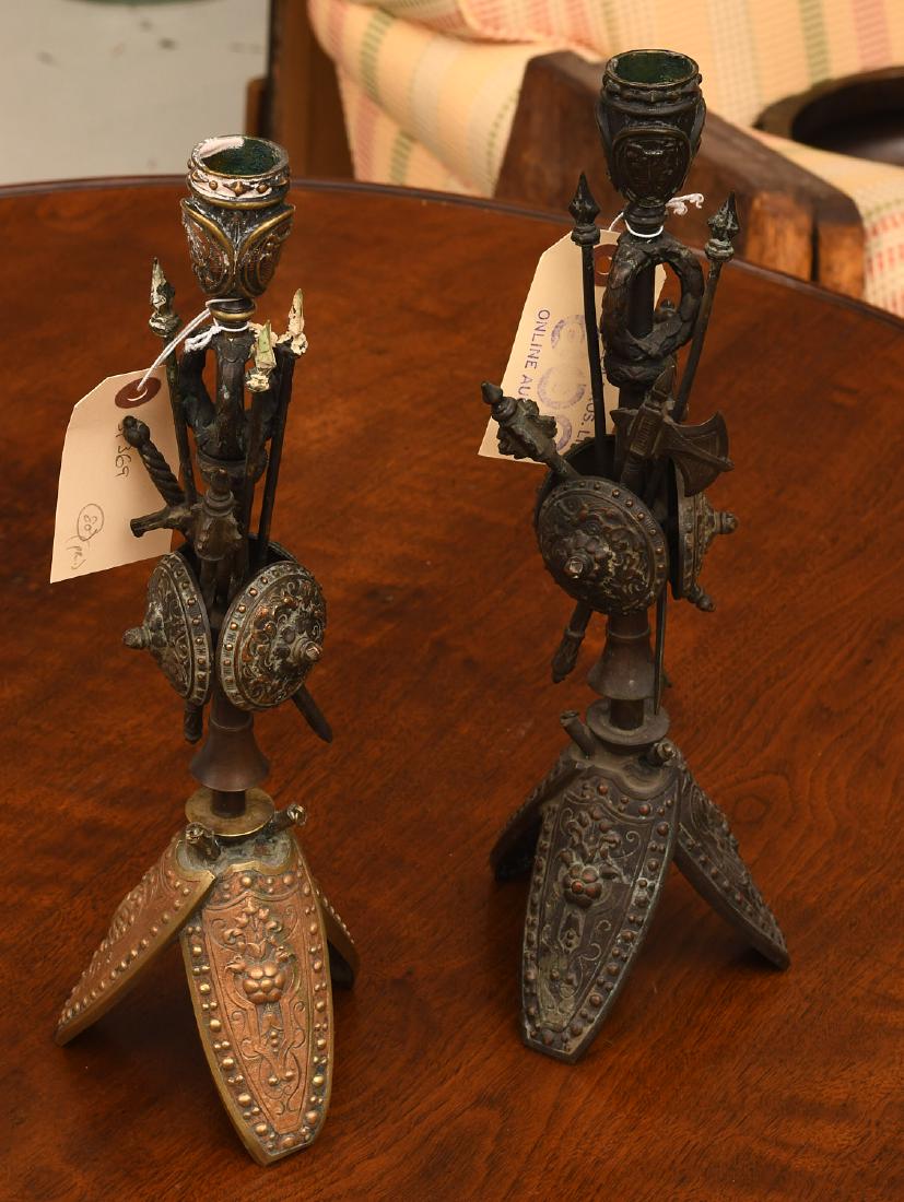 Pair French Armorial bronze candlesticks (1 of 5)