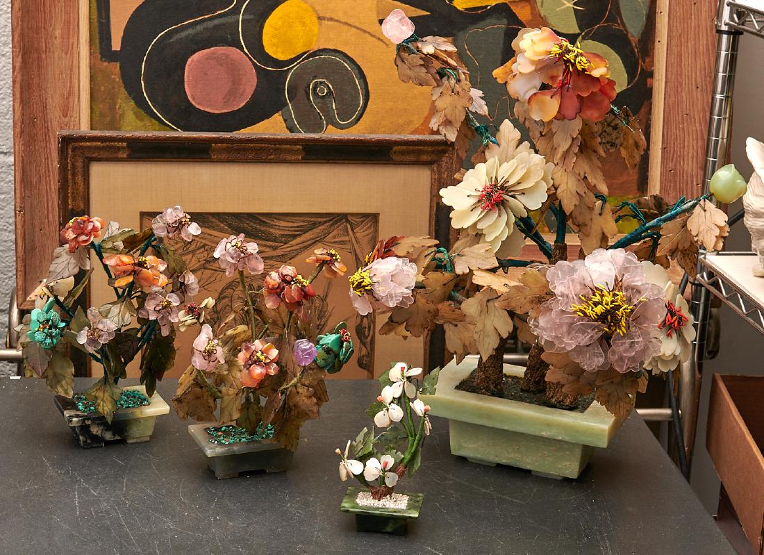 (4) Chinese hardstone flowering trees (1 of 10)