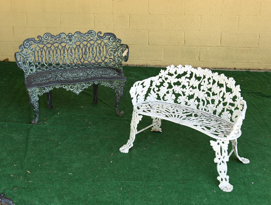 (2) Victorian style cast metal settees (1 of 8)