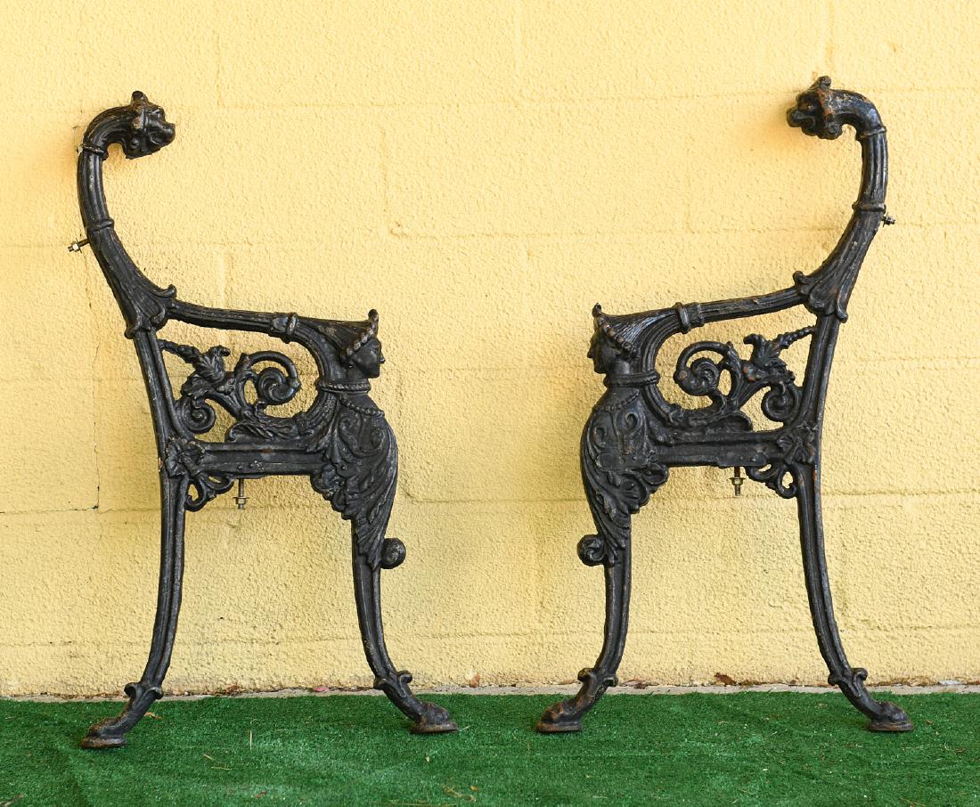 (2) Victorian cast iron bench supports (1 of 5)