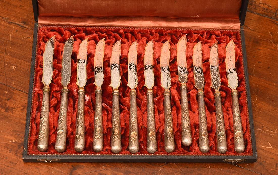 Continental silver faux bois handled knife set (1 of 7)