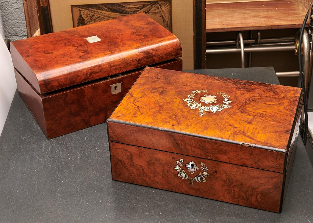 (2) English antique burlwood lap desks (1 of 10)