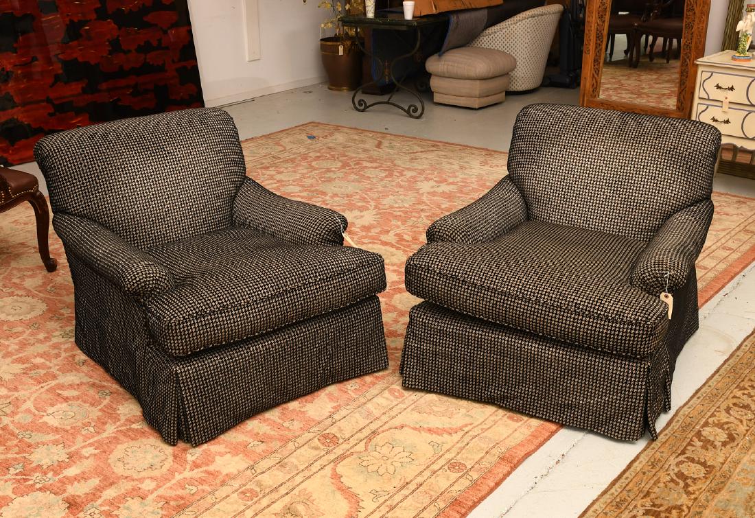Pair Designer houndstooth lounge chairs (1 of 6)