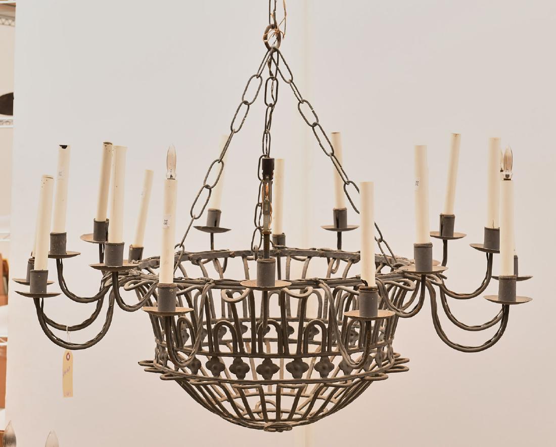 French gray wrought iron basket chandelier (1 of 6)
