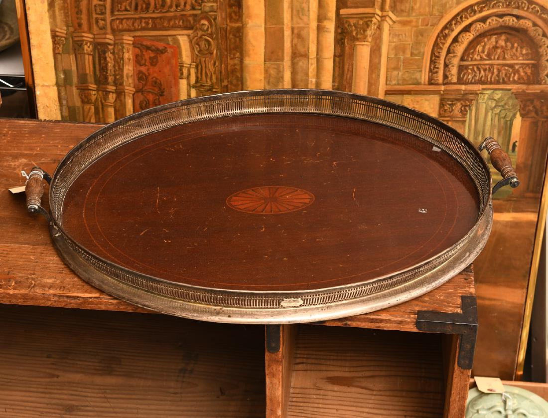 Theo B. Starr sterling and inlaid mahogany tray (1 of 5)