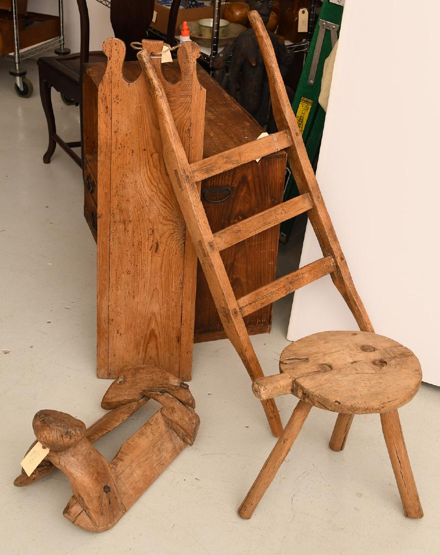 (4) primitive carved wood implements (1 of 6)