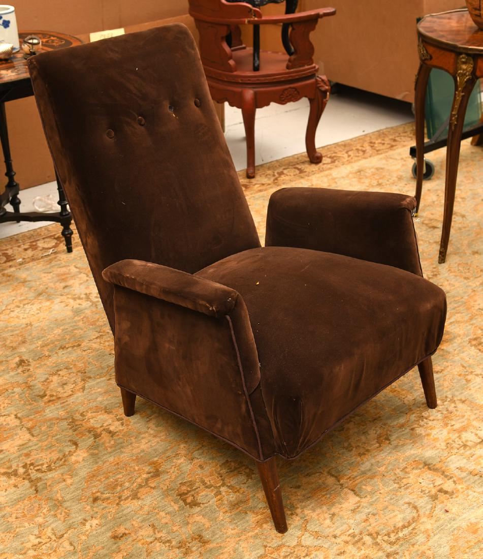 Gio Ponti style brown velour armchair (1 of 6)