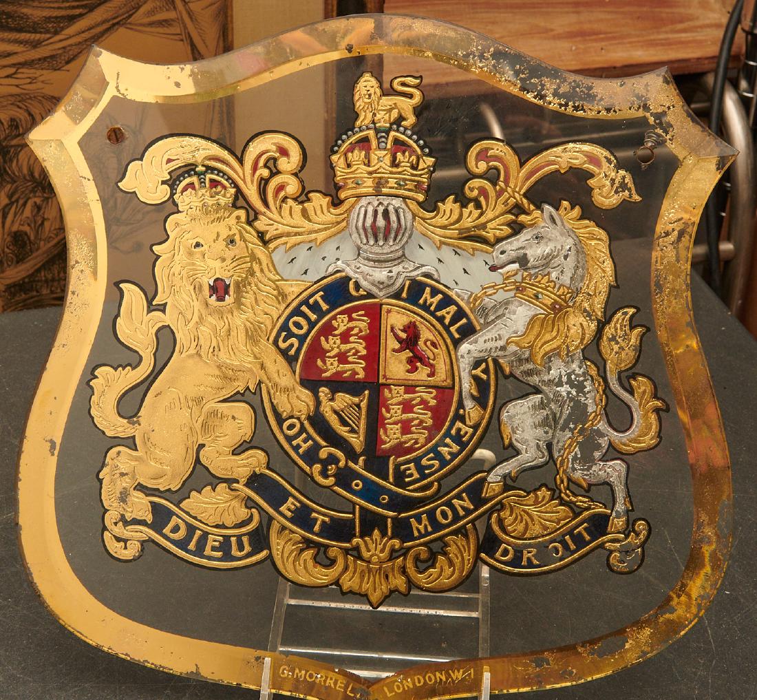 English reverse painted glass Armorial plaque (1 of 9)