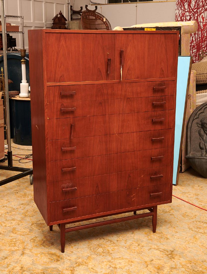 Danish Modern style teakwood tall chest (1 of 10)
