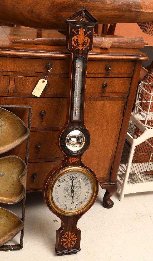 George III style inlaid wheel barometer (1 of 6)