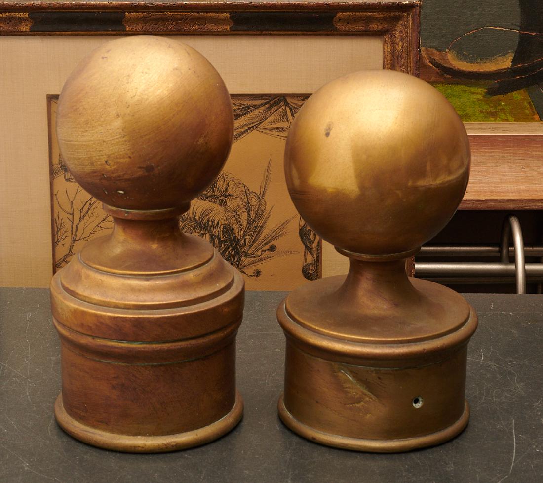 (2) large antique brass architectural finials (1 of 9)