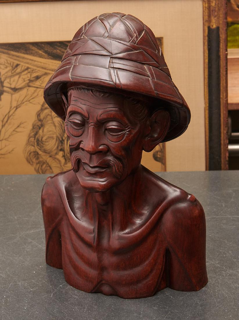 Southeast Asian carved hardwood bust (1 of 9)