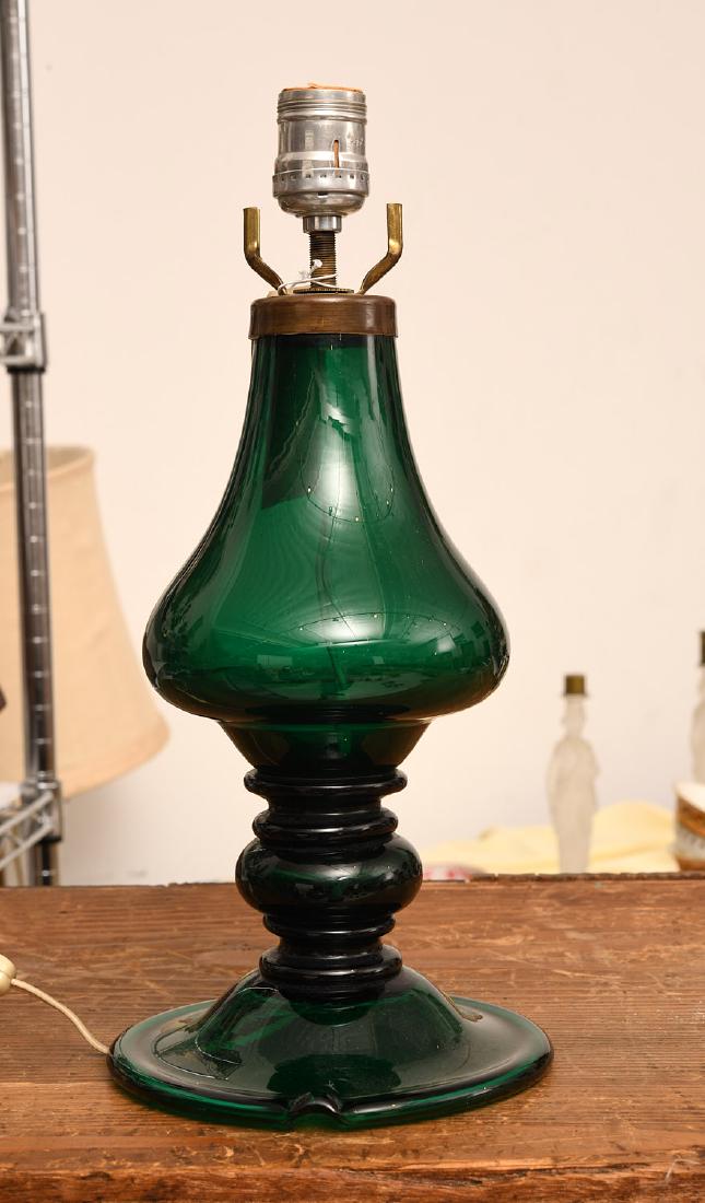 Signed Venini emerald green glass table lamp (1 of 5)