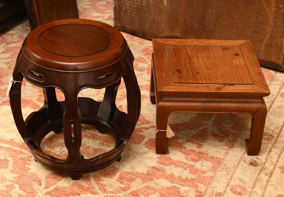 Chinese hardwood barrel stool and table (1 of 4)