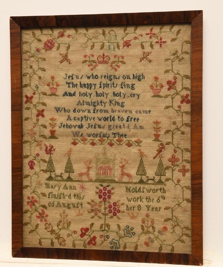 Needlework sampler by Mary Ann Holdsworth, aged 8 (1 of 7)