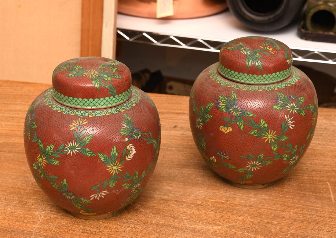 Pair of Chinese cloisonne ginger jars (1 of 6)