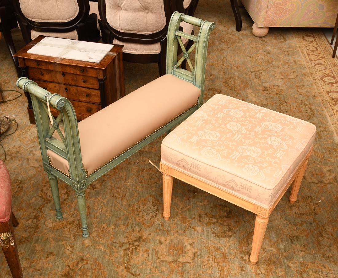 Louis XVI style painted bench and footstool (1 of 6)