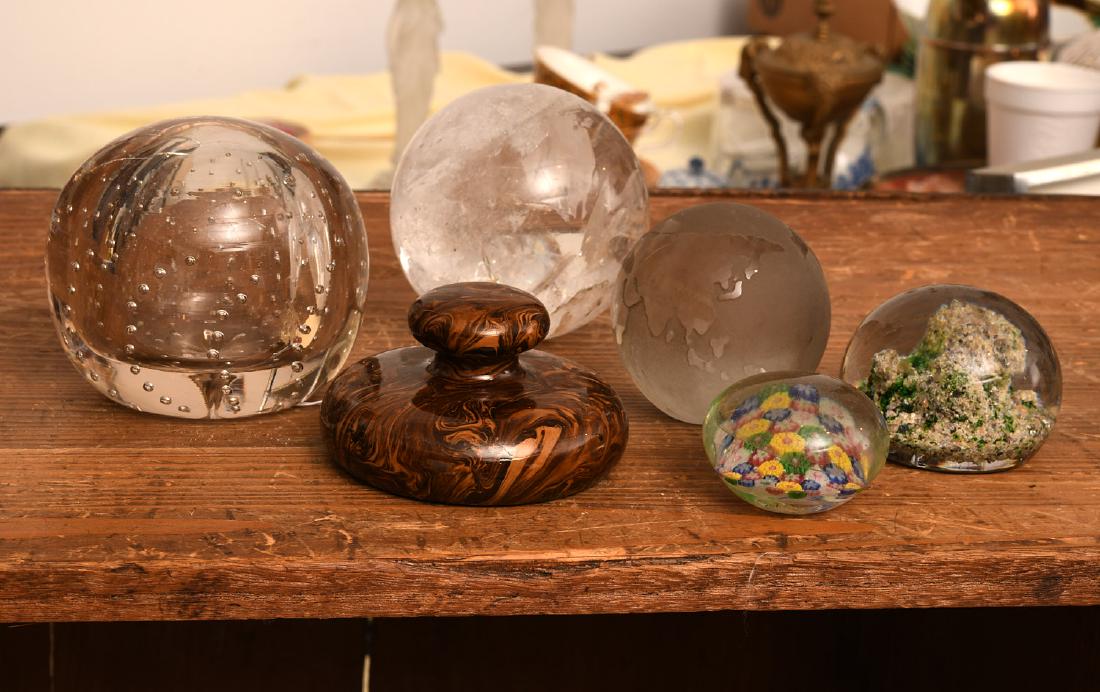 (6) glass, sulphide and rock crystal paperweights (1 of 8)
