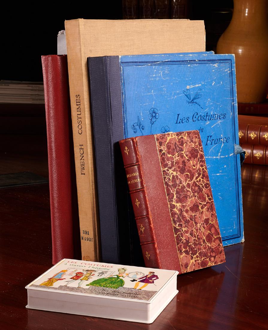 BOOKS (5) Vols French costume plates, postcards (1 of 10)