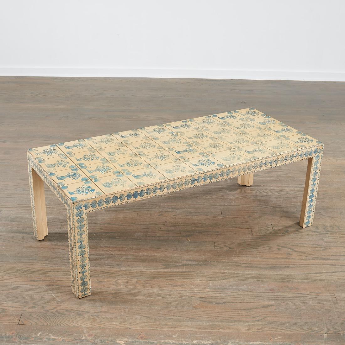 John Widdicomb faux delft tiled coffee table (1 of 7)