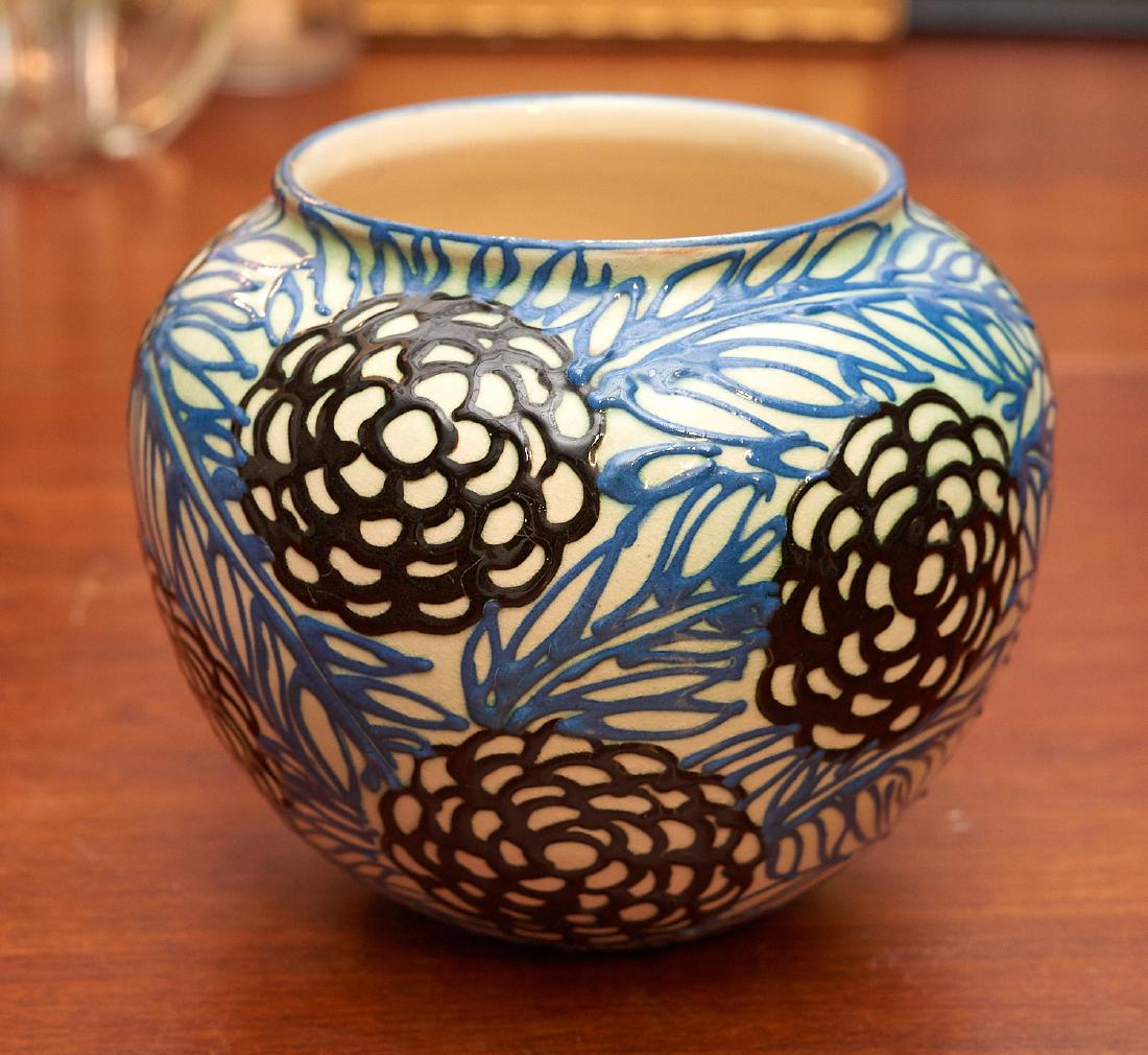 Prof Max Lauger Slip Decorated Ceramic Vase