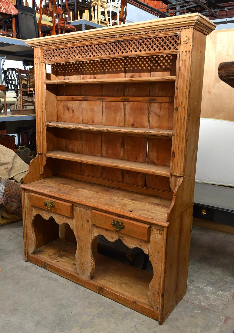 Antique provincial pine hutch cupboard