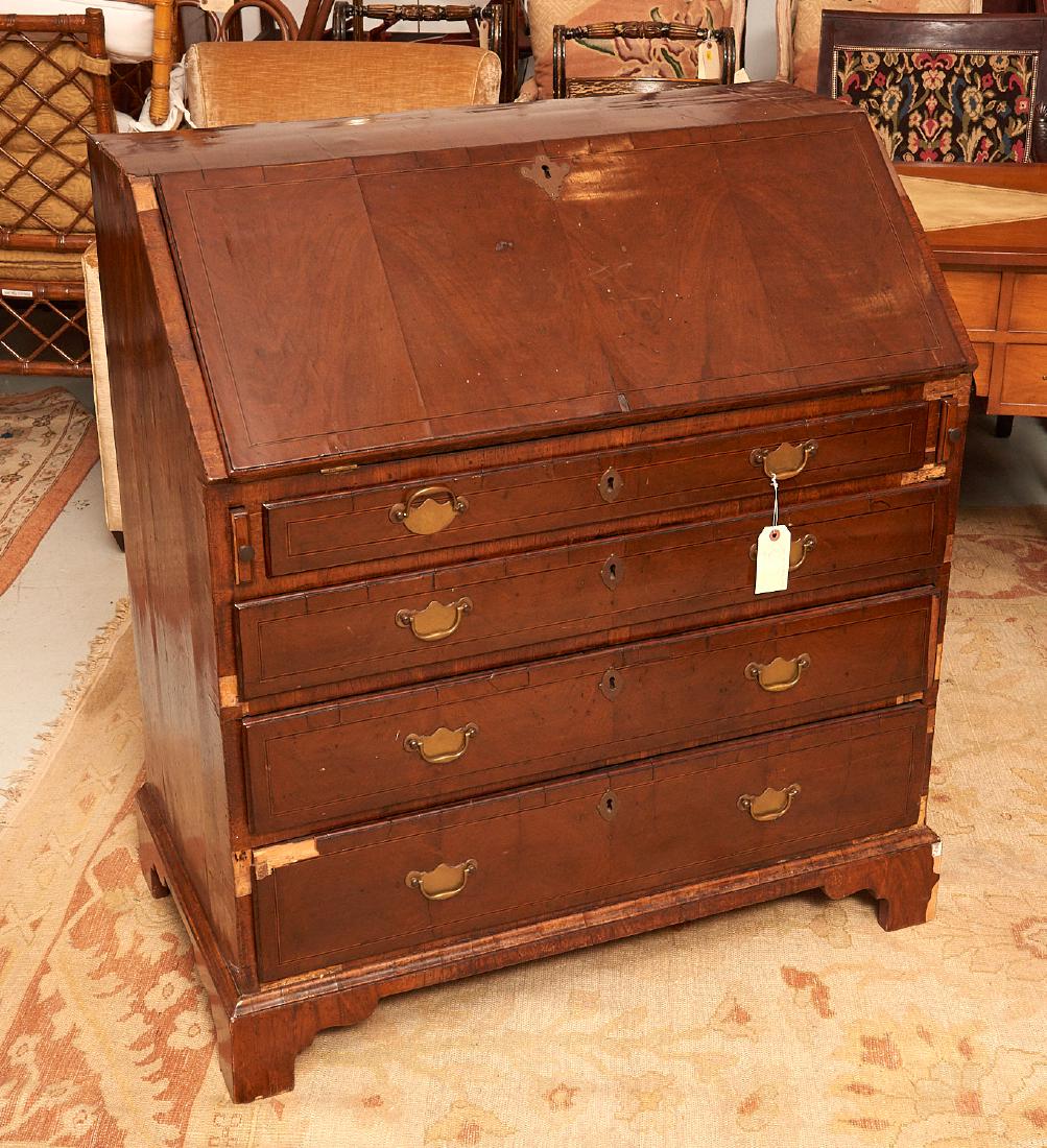 George II style walnut slant front desk (1 of 9)