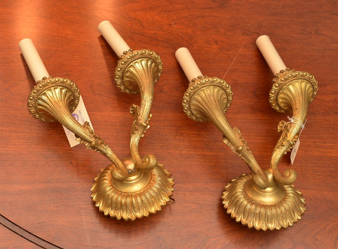 Pair Neo-Classical style gilt bronze sconces (1 of 4)