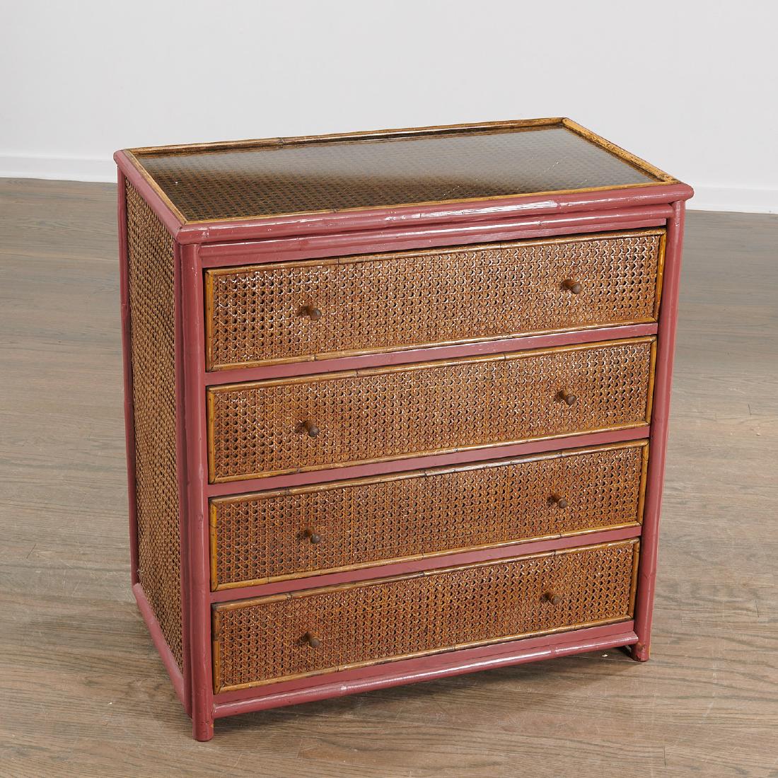 Mid-Century caned four drawer chest (1 of 7)