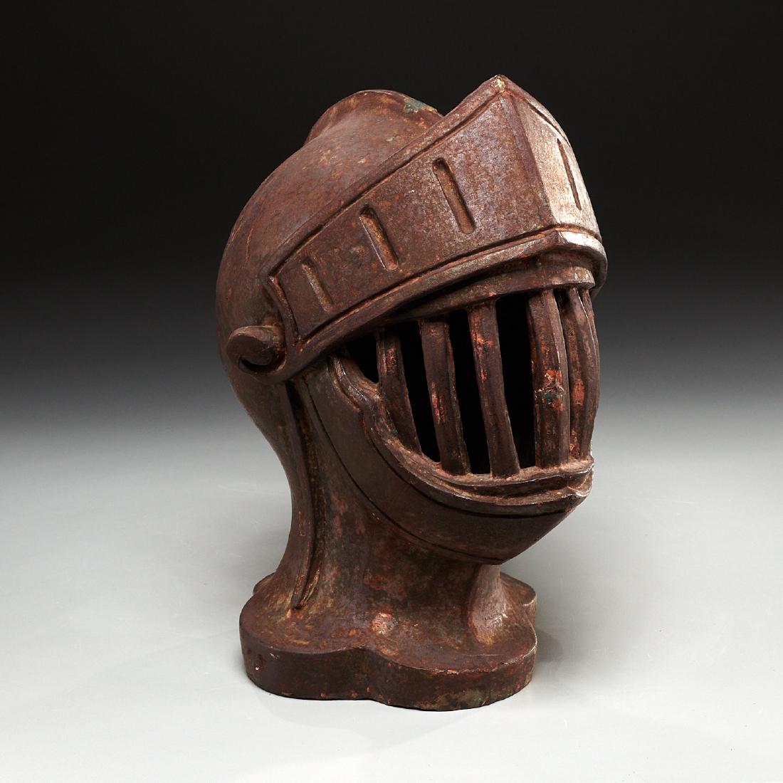 Life-size cast iron model of a Knight's helmet (1 of 7)