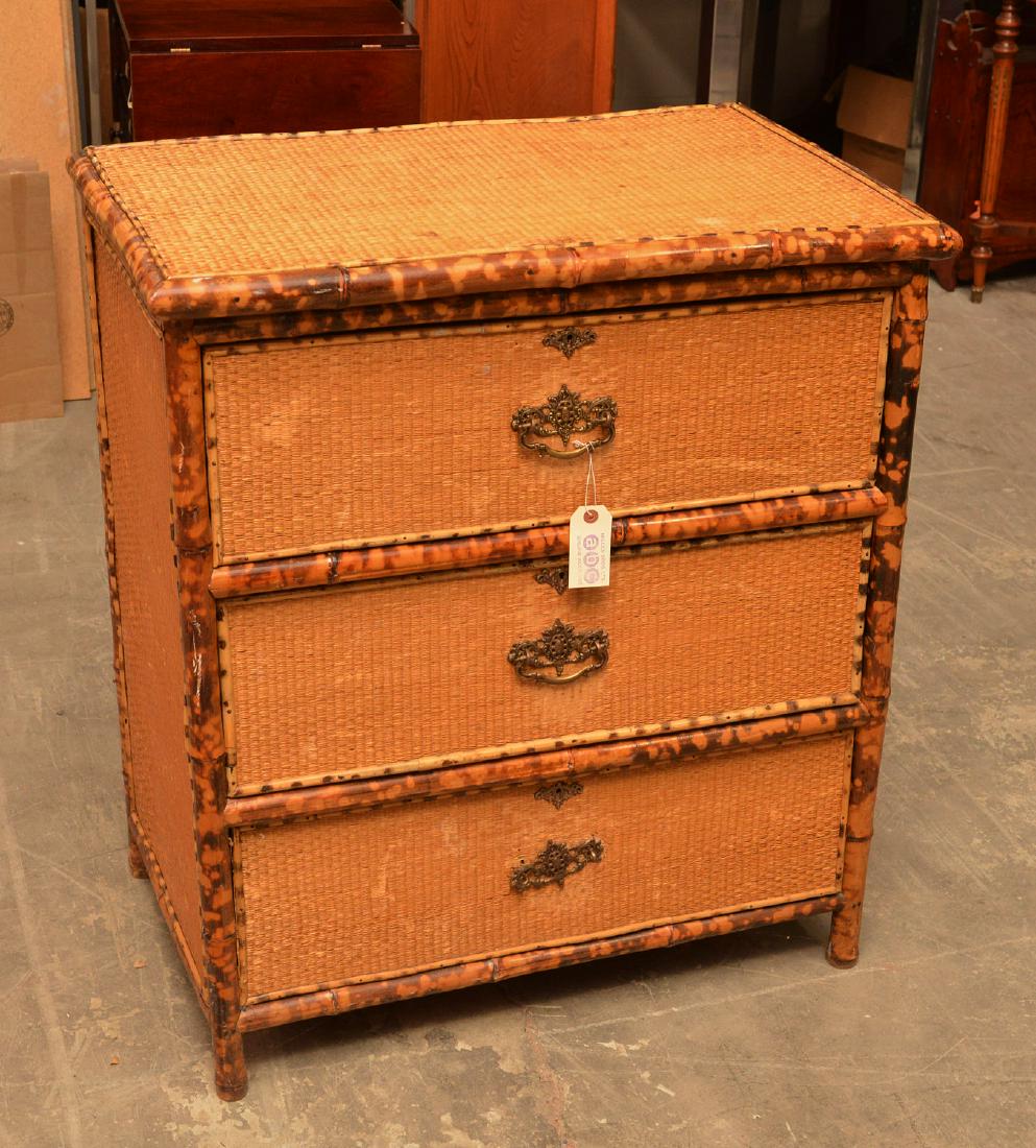 Victorian style bamboo and woven cane chest (1 of 5)