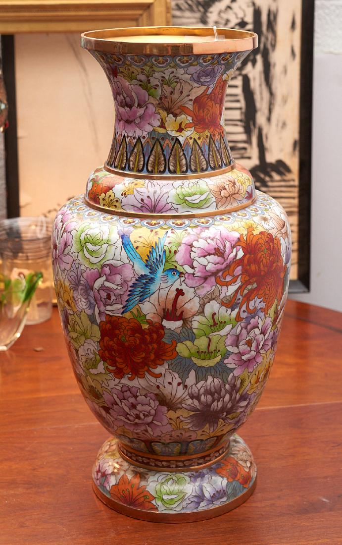 Large Chinese floral cloisonne vase