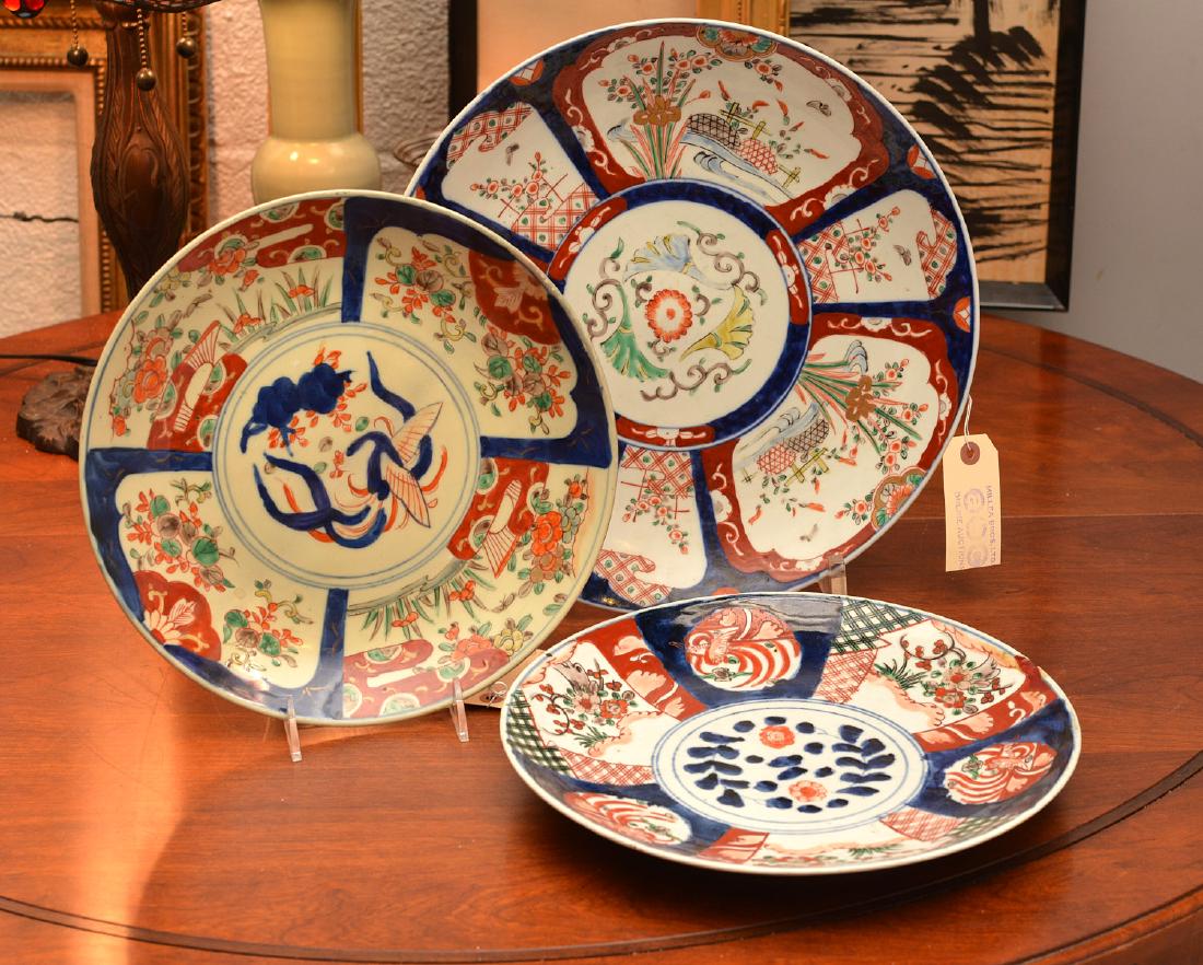 (3) Old Imari porcelain chargers (1 of 8)