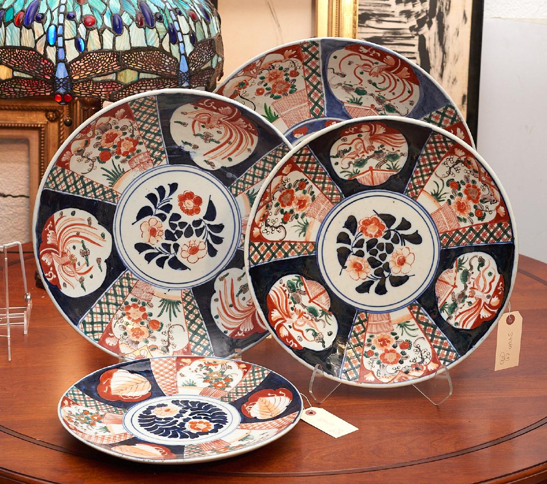 (4) old Japanese Imari chargers (1 of 10)