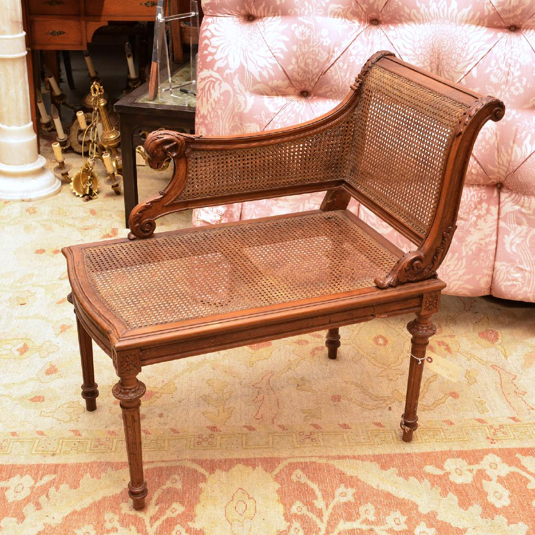 Old Louis XVI style carved walnut recamier/bench (1 of 10)