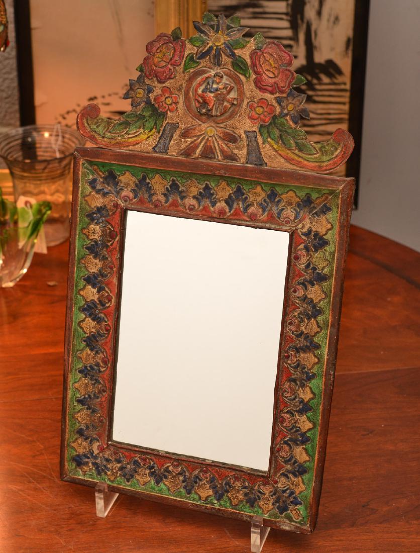 Spanish Colonial painted sheet metal mirror (1 of 5)
