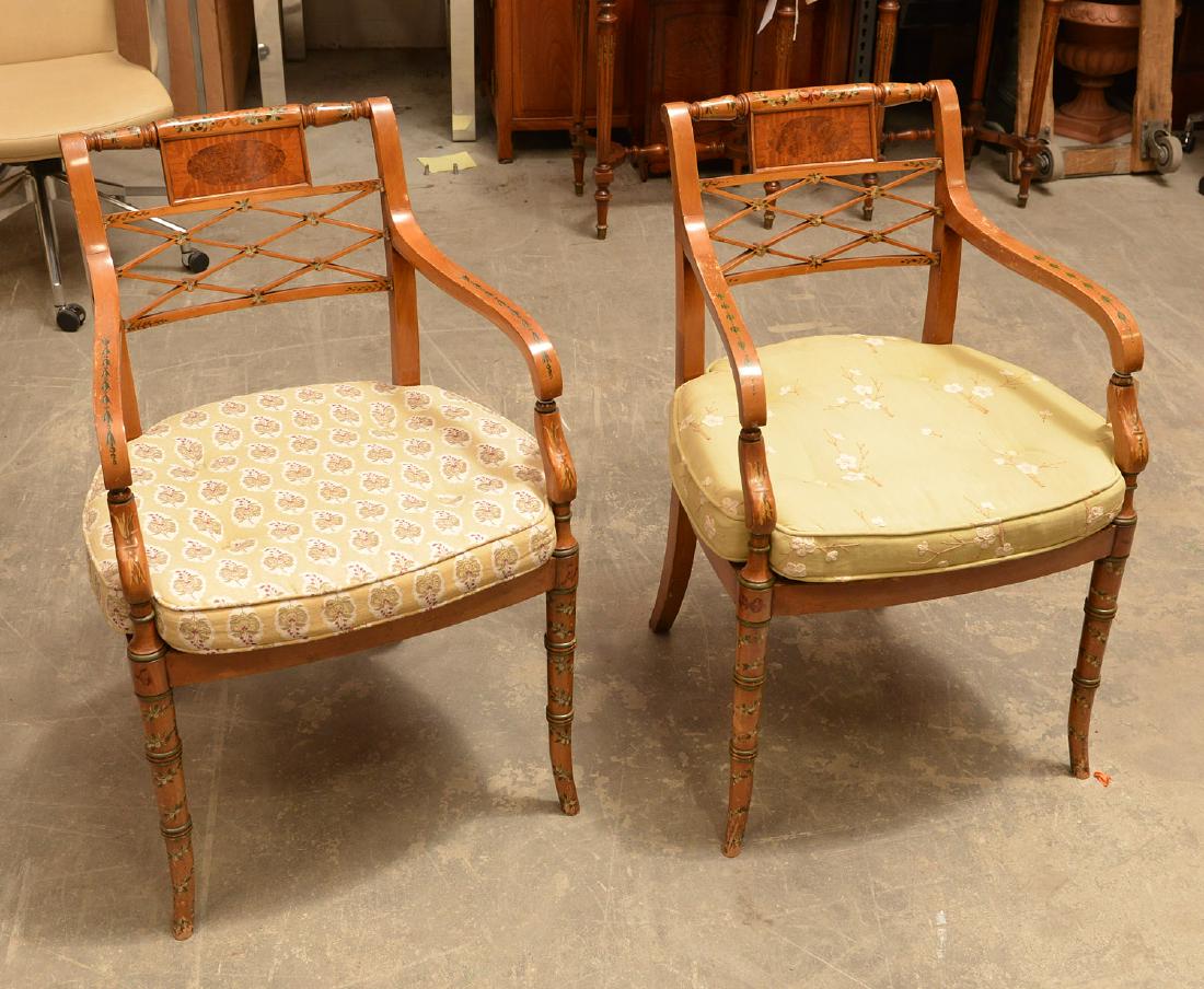 Nice Adam style pair painted armchairs (1 of 7)