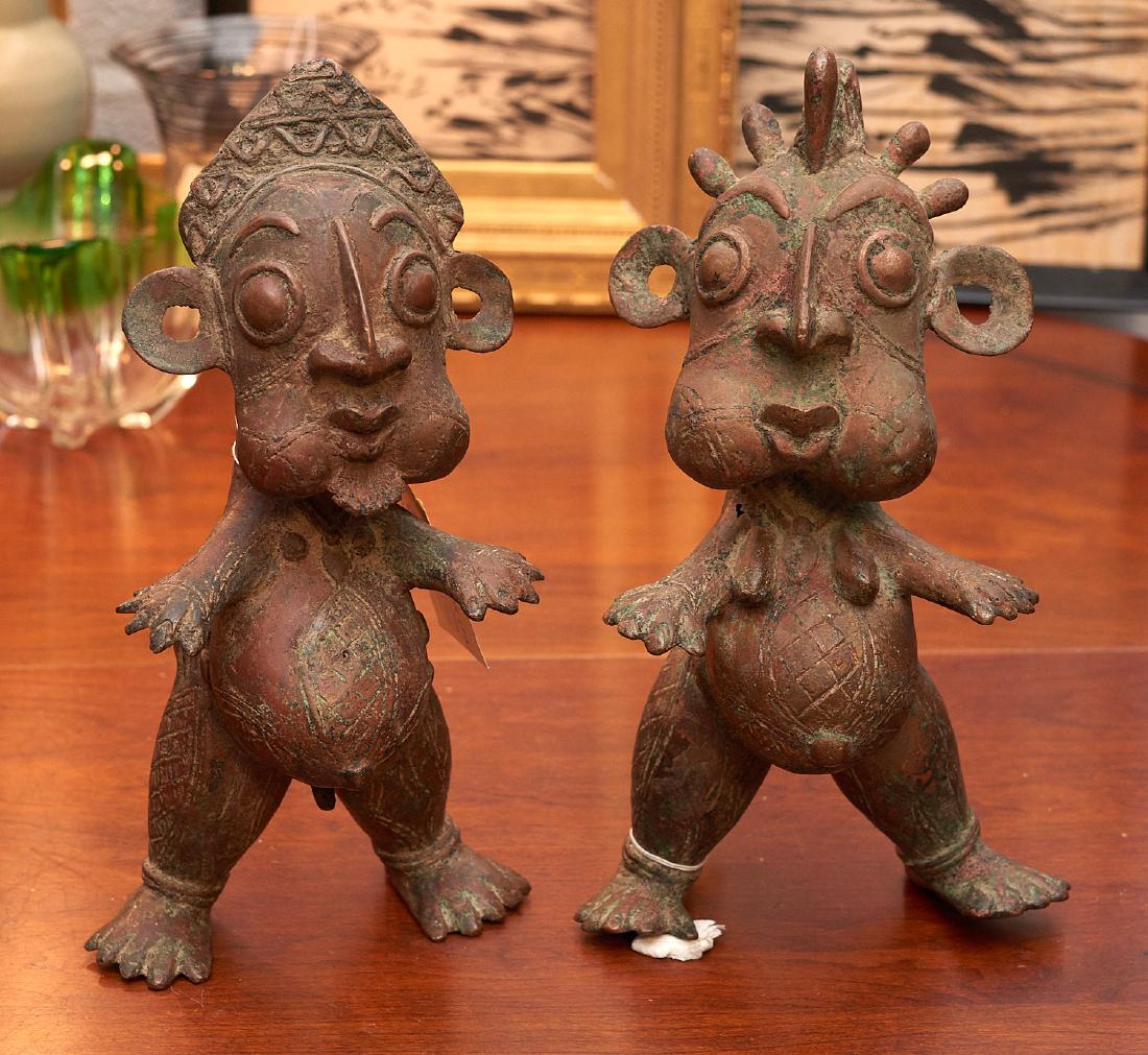 Pair West African bronze fertility figures