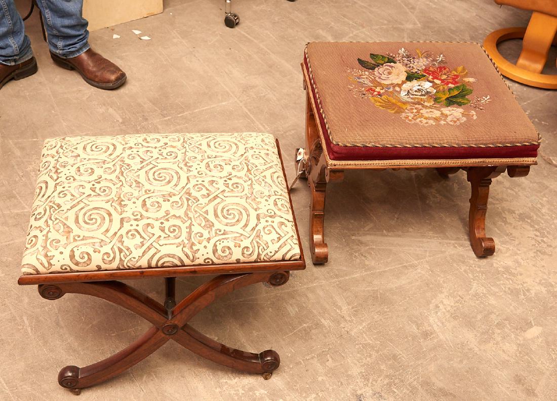 (2) antique English curule benches (1 of 5)