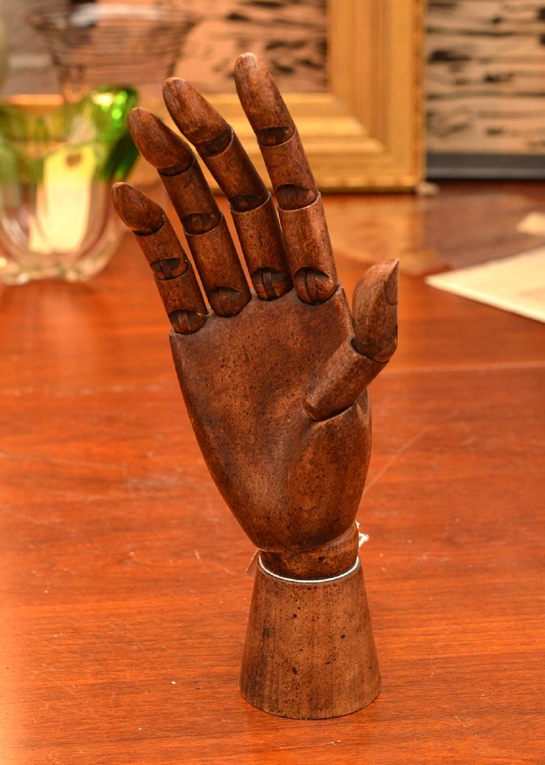 Articulated wooden artist's hand model (1 of 4)