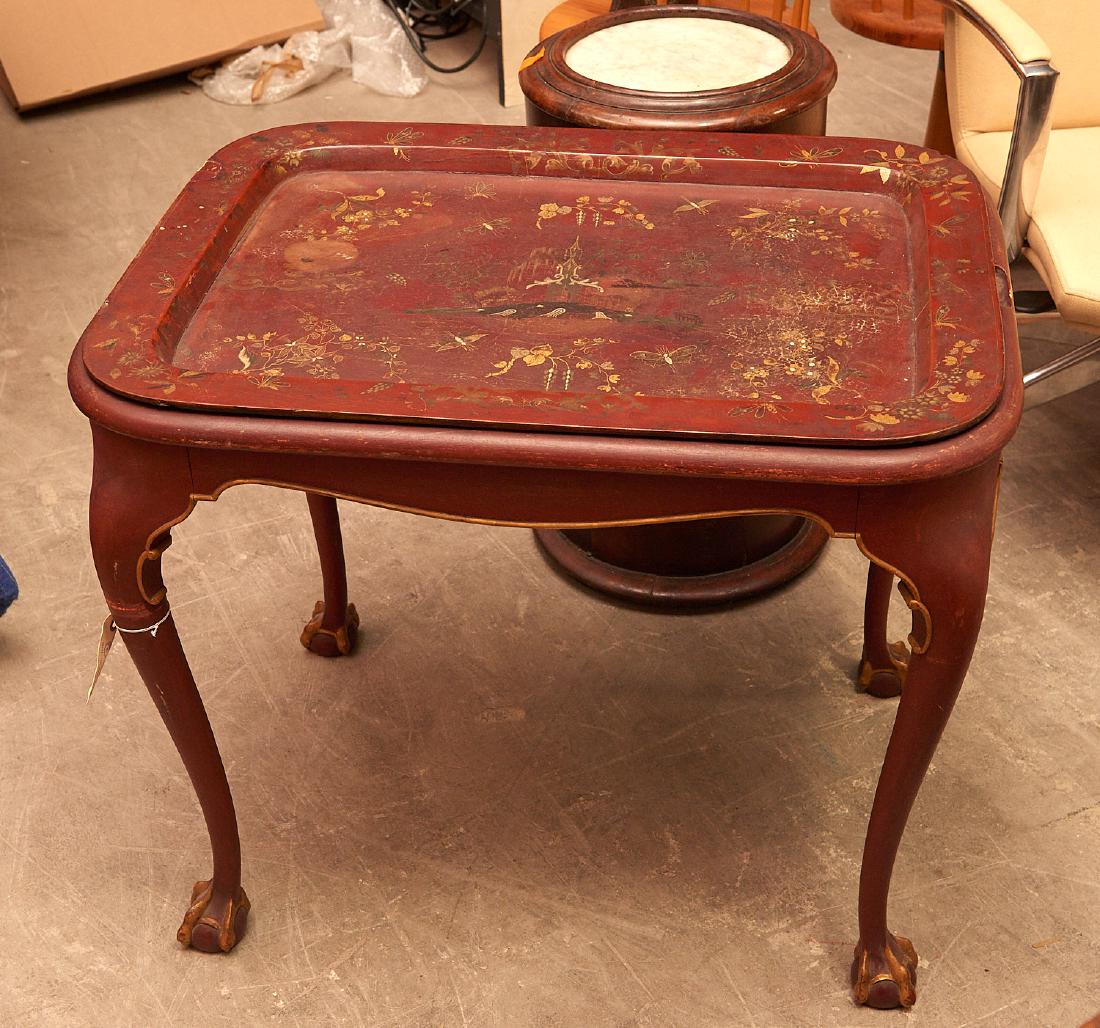 Georgian style red japanned tray table (1 of 5)