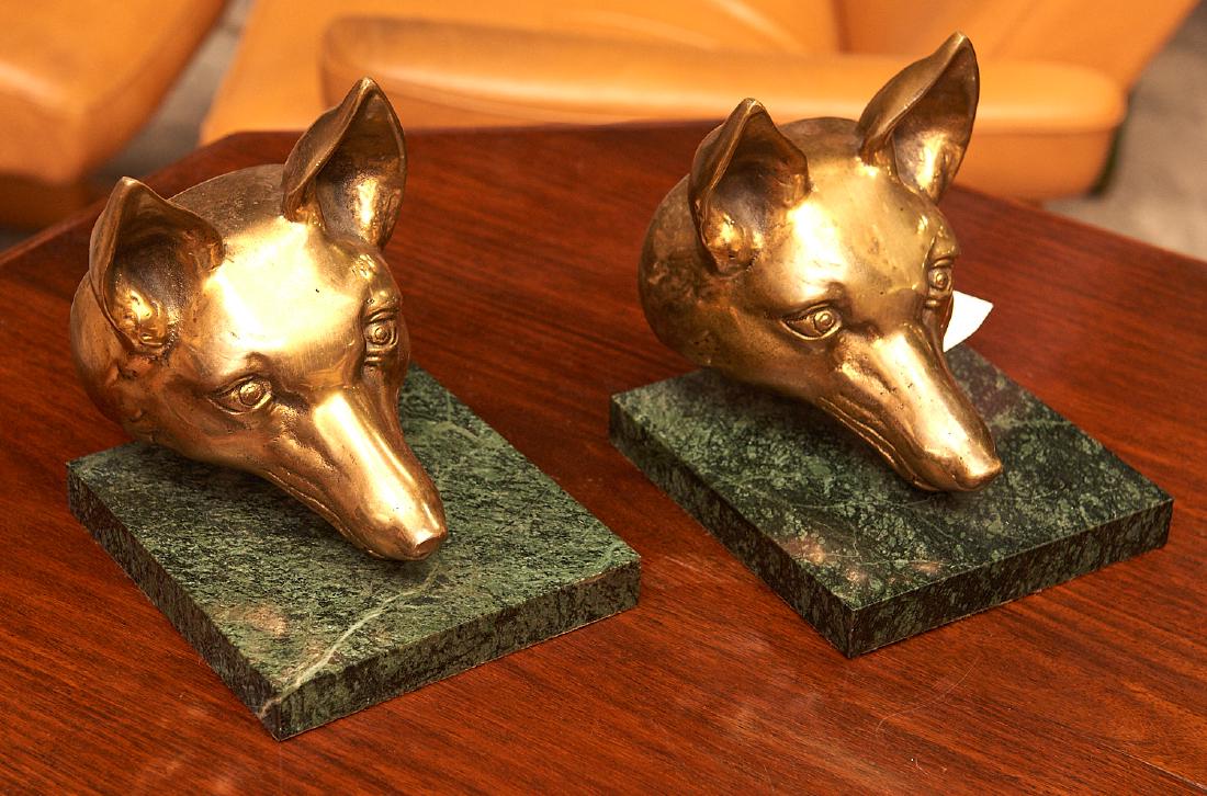 Gilt bronze fox head bookends (1 of 4)