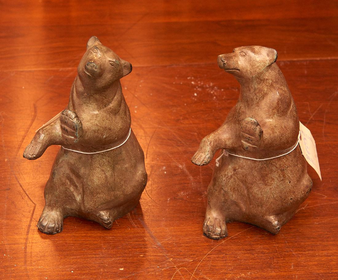 Pair patinated bronze bear bookends (1 of 5)